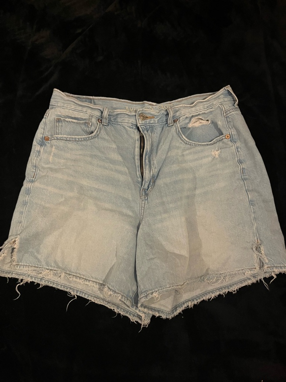 American Eagle Outfitters Light Wash Distressed Denim High Rise Baggy Shorts